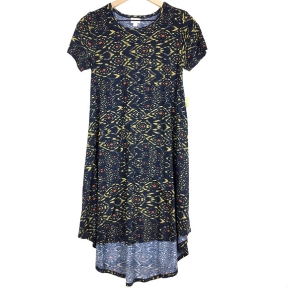 LULAROE Carly Dress T Shirt Short Sleeve Aztec Southwestern Hi Lo Hem XXS NWT - Picture 9 of 9